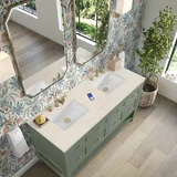 Breckenridge 60" Double Vanity, Smokey Celadon, w/ 3 CM Siberian Silestone Top w/FreePower Wireless Charger