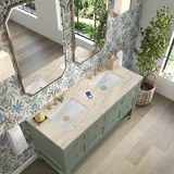 Breckenridge 60" Double Vanity, Smokey Celadon, w/ 3 CM Tajnar Eclos Top w/FreePower Wireless Charger