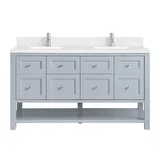 Breckenridge 60" Double Vanity, Serenity Blue, w/ Single Hole 3 CM White Zeus Quartz Top & Backsplash