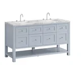 Breckenridge 60" Double Vanity, Serenity Blue, w/ 3 CM Carrara Marble Top