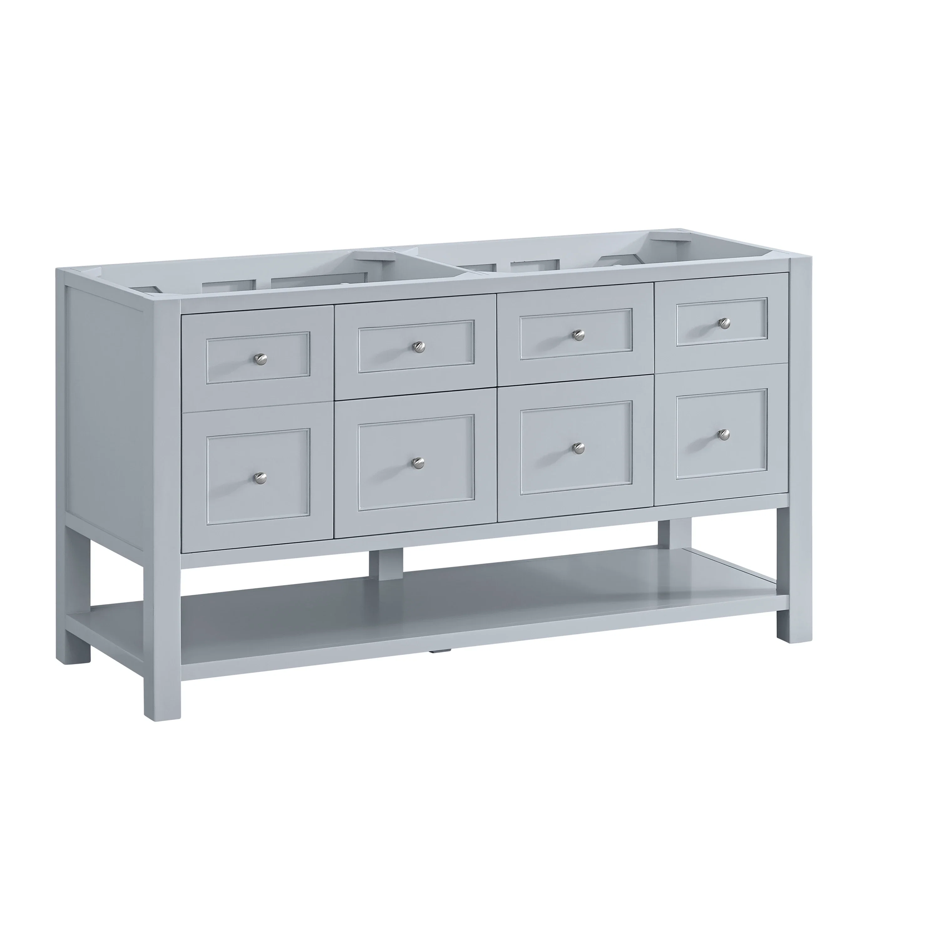 Breckenridge 60" Double Vanity, Serenity Blue, w/ 3 CM Carrara Marble Top