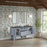 Breckenridge 60" Double Vanity, Serenity Blue, w/ 3 CM Charcoal Soapstone Quartz Top