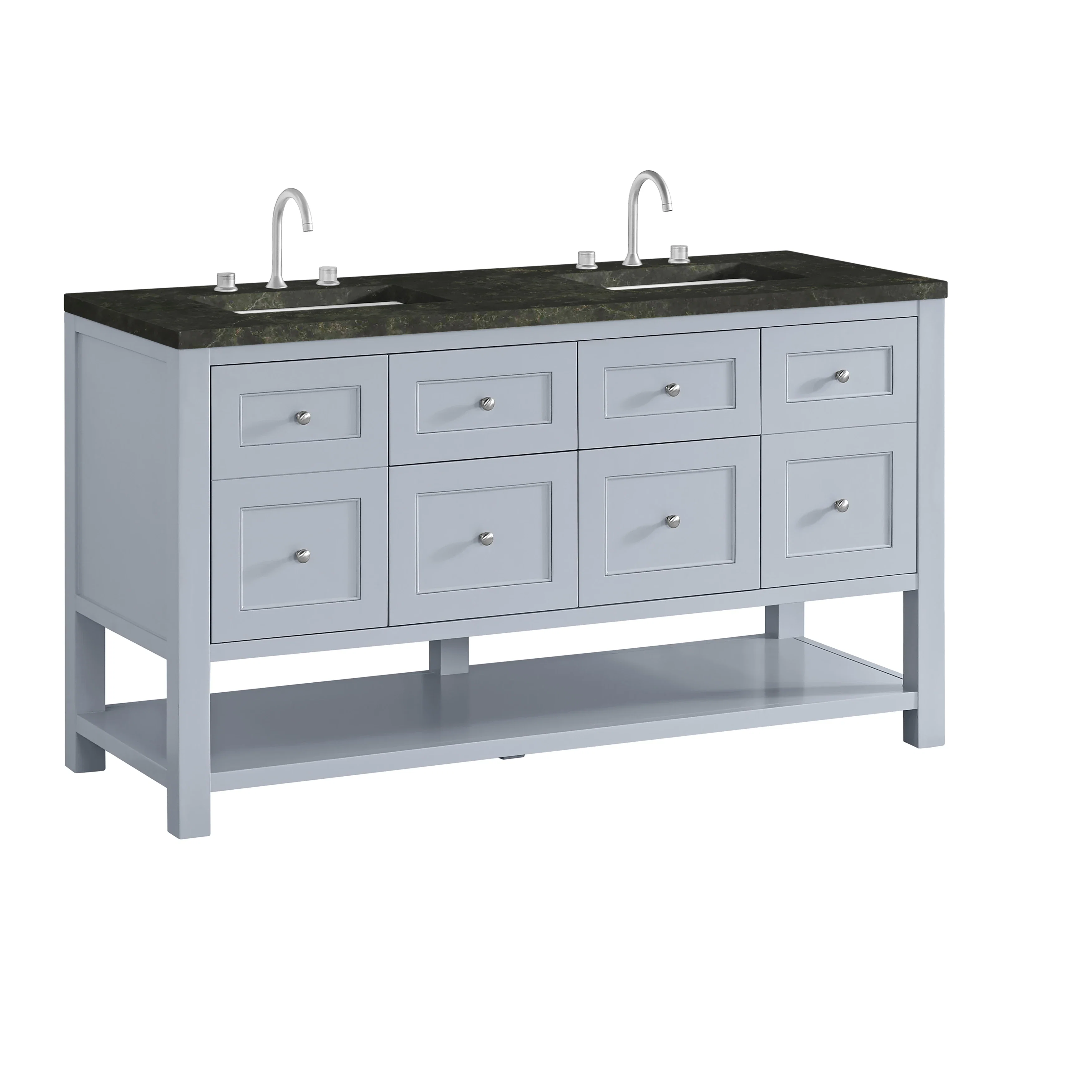 Breckenridge 60" Double Vanity, Serenity Blue, w/ 3 CM Phantome Eclos Top