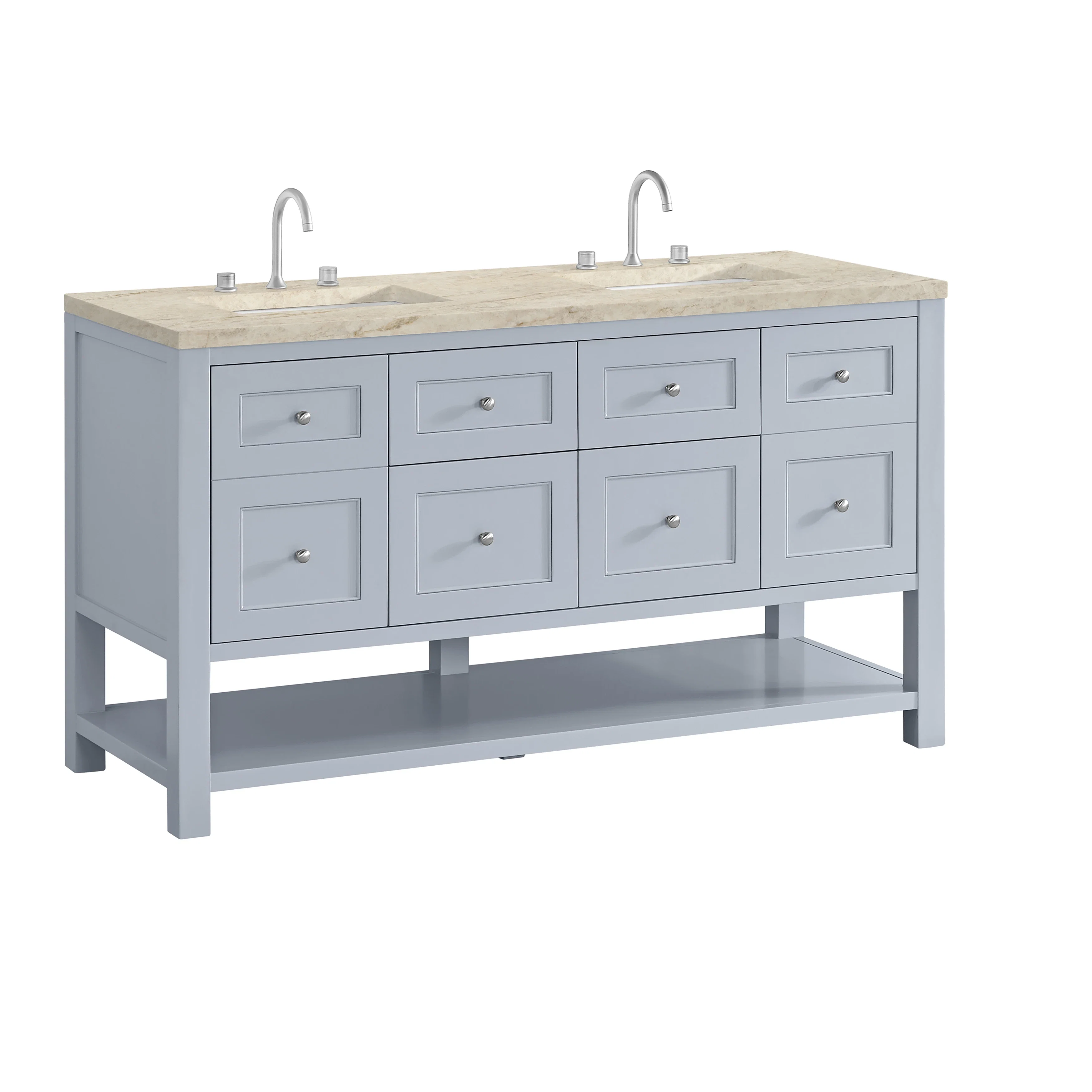 Breckenridge 60" Double Vanity, Serenity Blue, w/ 3 CM Tajnar Eclos Top