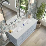 Breckenridge 60" Double Vanity, Serenity Blue, w/ 3 CM Ethereal Noctis Quartz Top w/FreePower Wireless Charger