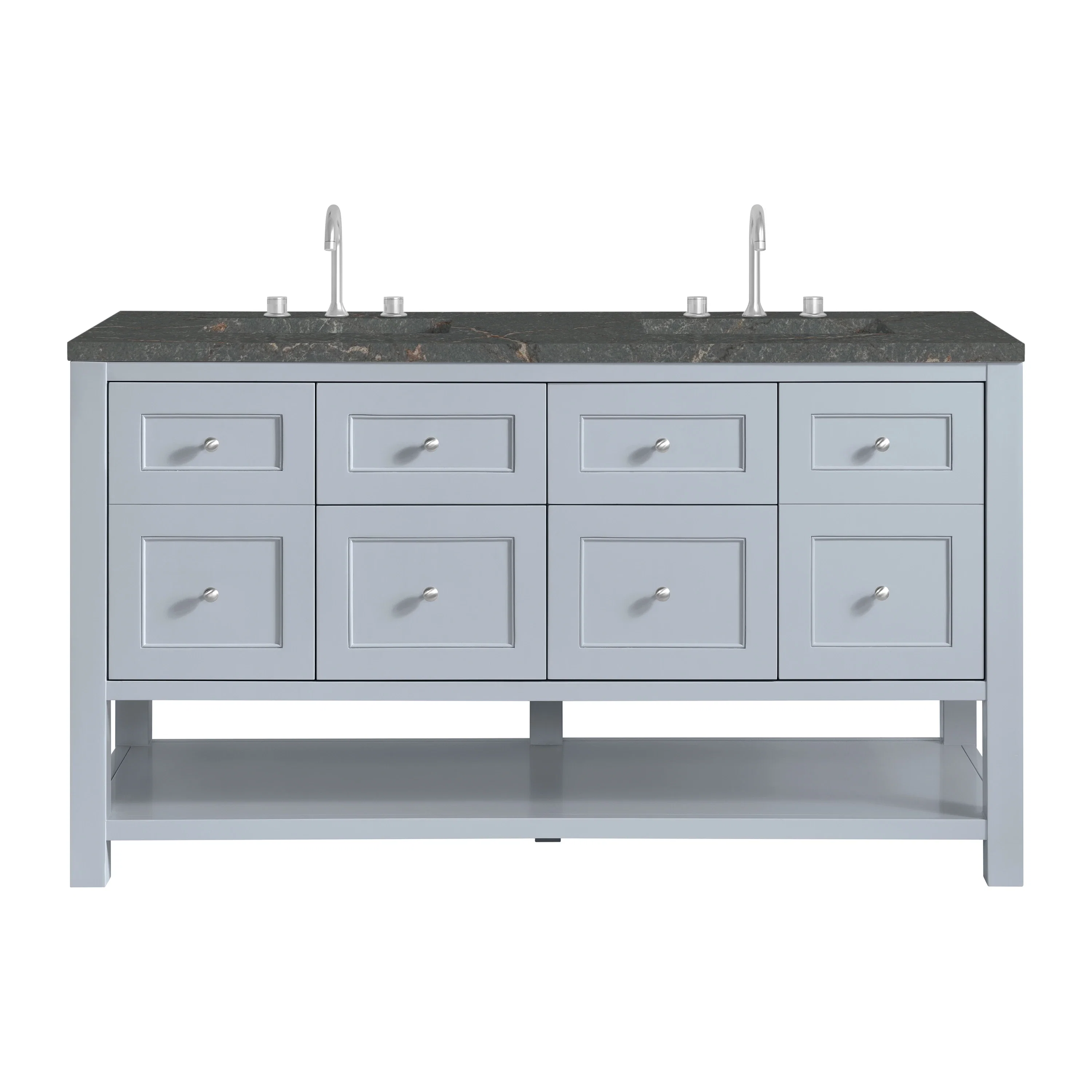 Breckenridge 60" Double Vanity, Serenity Blue w/ 3 CM Parisien Bleu Top w/FreePower Wireless Charger