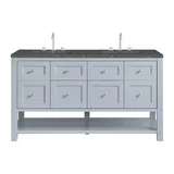 Breckenridge 60" Double Vanity, Serenity Blue w/ 3 CM Parisien Bleu Top w/FreePower Wireless Charger