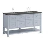 Breckenridge 60" Double Vanity, Serenity Blue w/ 3 CM Parisien Bleu Top w/FreePower Wireless Charger