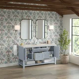 Breckenridge 60" Double Vanity, Serenity Blue, w/ 3 CM Siberian Silestone Top w/FreePower Wireless Charger
