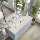 Breckenridge 60" Double Vanity, Serenity Blue, w/ 3 CM Siberian Silestone Top w/FreePower Wireless Charger