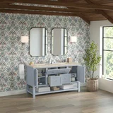 Breckenridge 60" Double Vanity, Serenity Blue, w/ 3 CM Tajnar Eclos Top w/FreePower Wireless Charger