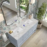 Breckenridge 60" Double Vanity, Serenity Blue, w/ 3 CM Victorian Silver Quartz Top w/FreePower Wireless Charger