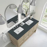 Breckenridge 60" Double Vanity, Whitewashed Oak, w/ 3 CM Charcoal Soapstone Quartz Top