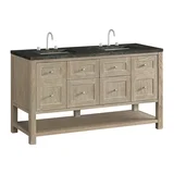 Breckenridge 60" Double Vanity, Whitewashed Oak, w/ 3 CM Phantome Eclos Top