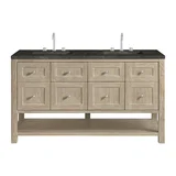 Breckenridge 60" Double Vanity, Whitewashed Oak, w/ 3 CM Phantome Eclos Top