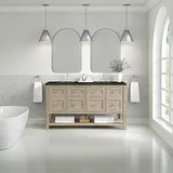 Breckenridge 60" Double Vanity, Whitewashed Oak, w/ 3 CM Phantome Eclos Top