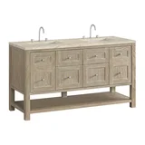 Breckenridge 60" Double Vanity, Whitewashed Oak, w/ 3 CM Tajnar Eclos Top