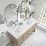 Breckenridge 60" Double Vanity, Whitewashed Oak, w/ 3 CM White Zeus Quartz Top