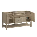 Breckenridge 60" Double Vanity, Whitewashed Oak, w/ 3 CM Eternal Jasmine Pearl Quartz Top w/FreePower Wireless Charger