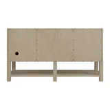 Breckenridge 60" Double Vanity, Whitewashed Oak, w/ 3 CM Eternal Jasmine Pearl Quartz Top w/FreePower Wireless Charger
