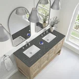 Breckenridge 60" Double Vanity, Whitewashed Oak w/ 3 CM Parisien Bleu Top w/FreePower Wireless Charger