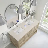 Breckenridge 60" Double Vanity, Whitewashed Oak, w/ 3 CM Siberian Silestone Top w/FreePower Wireless Charger