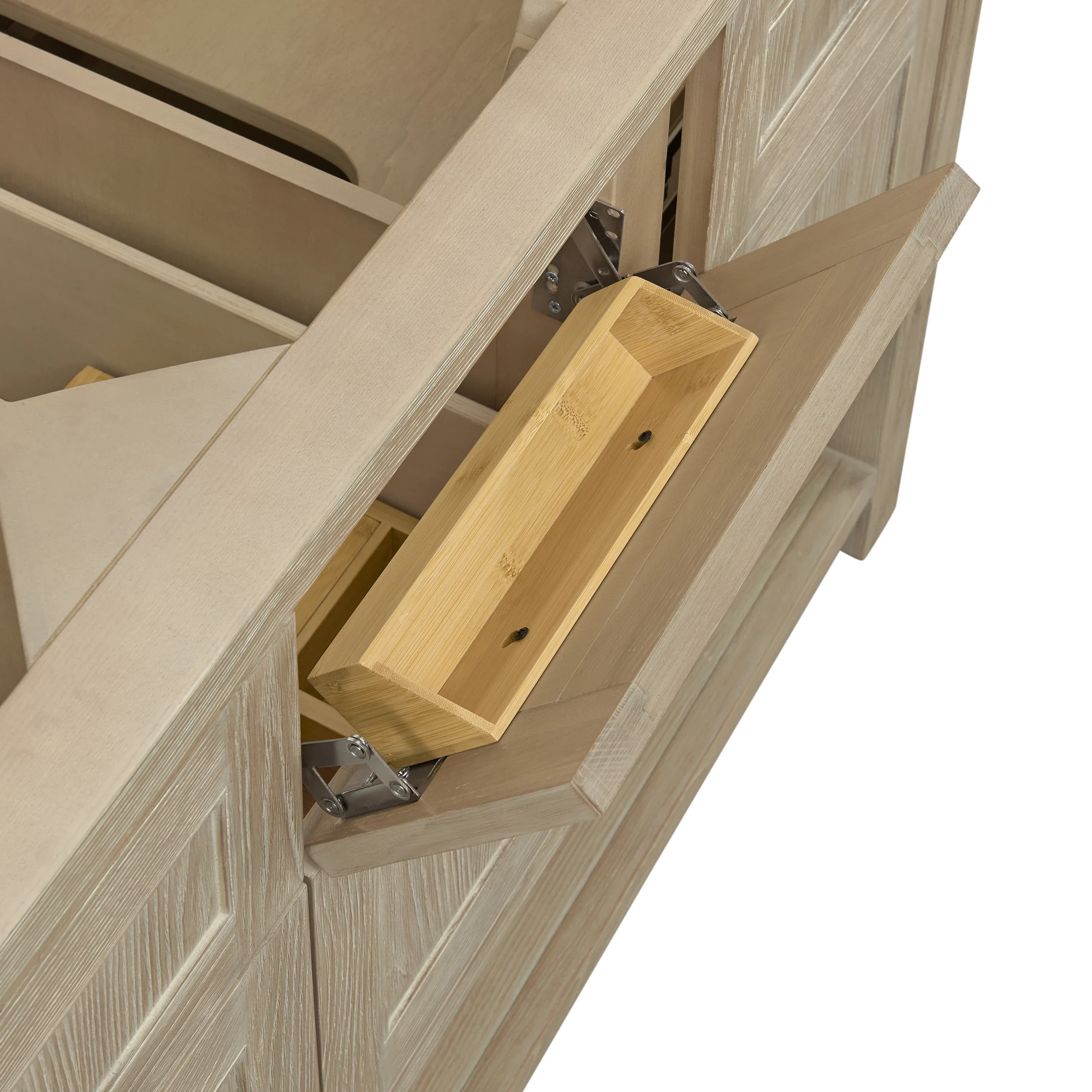 Breckenridge 60" Double Vanity, Whitewashed Oak, w/ 3 CM Tajnar Eclos Top w/FreePower Wireless Charger