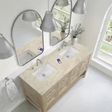 Breckenridge 60" Double Vanity, Whitewashed Oak, w/ 3 CM Tajnar Eclos Top w/FreePower Wireless Charger