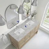 Breckenridge 60" Double Vanity, Whitewashed Oak, w/ 3 CM Victorian Silver Quartz Top w/FreePower Wireless Charger