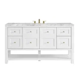 Breckenridge 60" Single Vanity, Bright White, w/ 3 CM Carrara Marble Top