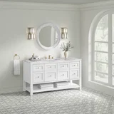 Breckenridge 60" Single Vanity, Bright White, w/ 3 CM Carrara Marble Top