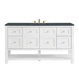 Breckenridge 60" Single Vanity, Bright White, w/ 3 CM Charcoal Soapstone Quartz Top