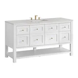 Breckenridge 60" Single Vanity, Bright White, w/ 3 CM Eternal Jasmine Pearl Quartz Top