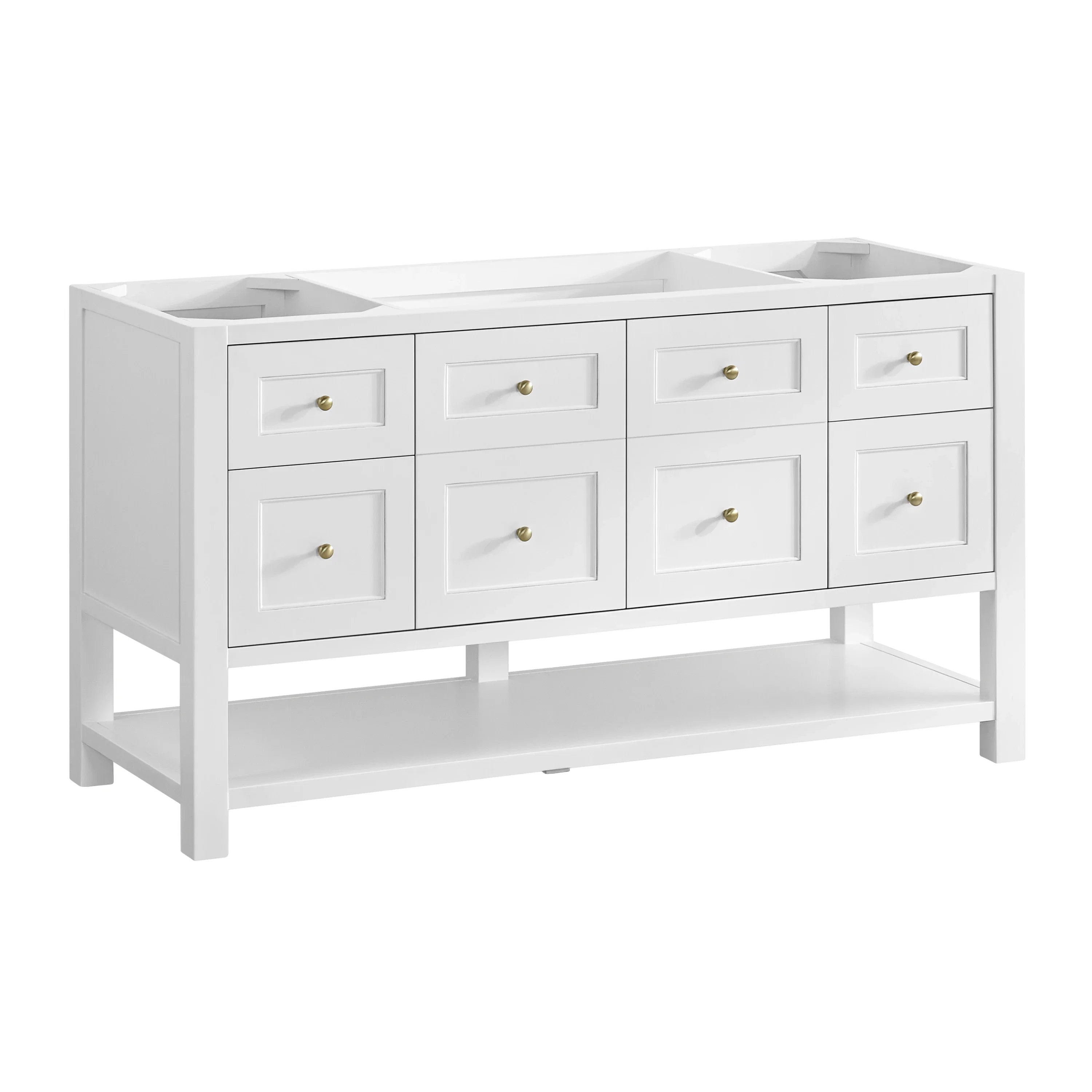 Breckenridge 60" Single Vanity, Bright White, w/ 3 CM Eternal Jasmine Pearl Quartz Top
