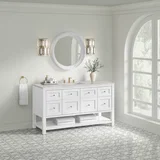 Breckenridge 60" Single Vanity, Bright White, w/ 3 CM Eternal Jasmine Pearl Quartz Top
