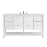 Breckenridge 60" Single Vanity, Bright White, w/ 3 CM Ethereal Noctis Quartz Top