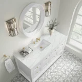 Breckenridge 60" Single Vanity, Bright White, w/ 3 CM Ethereal Noctis Quartz Top