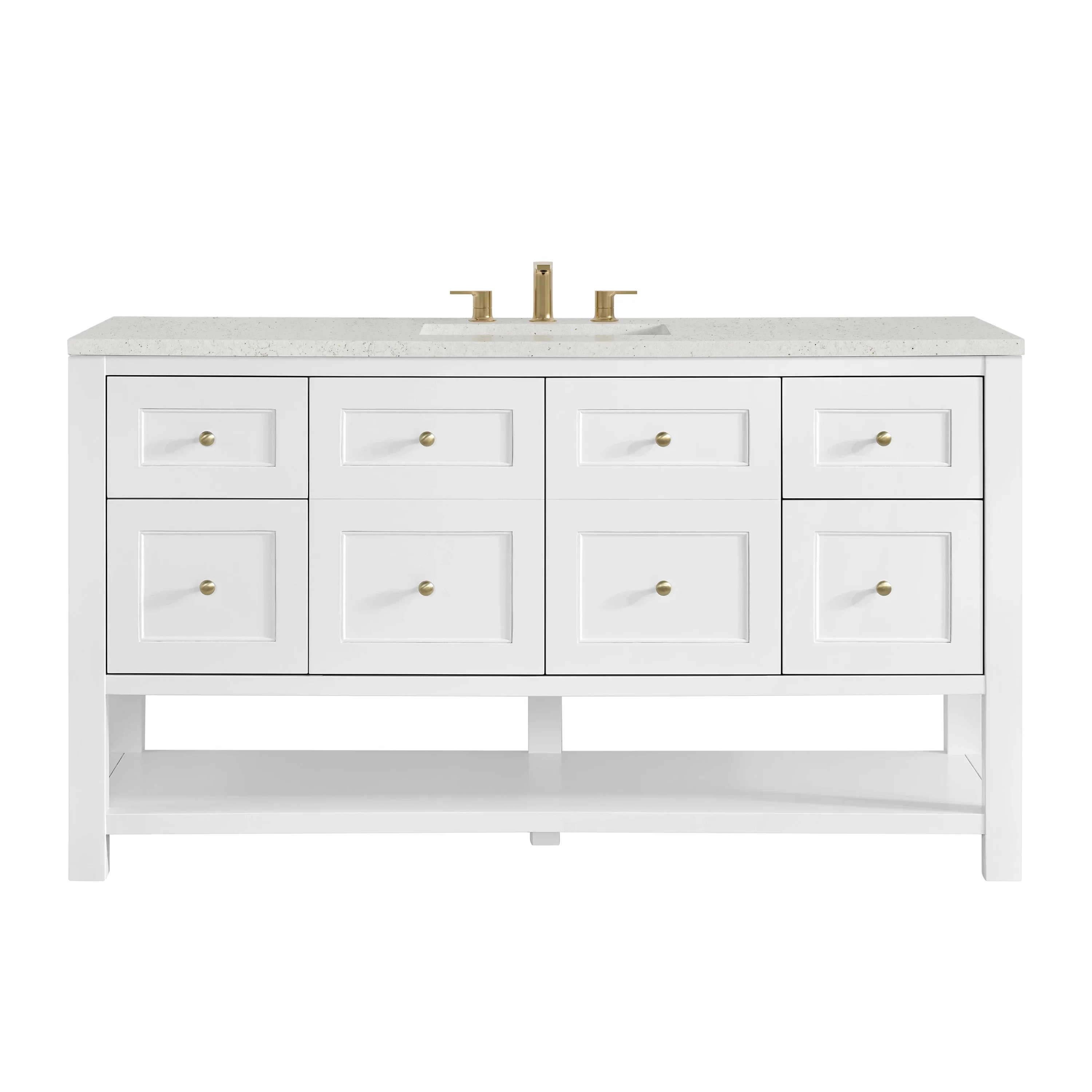 Breckenridge 60" Single Vanity, Bright White, w/ 3 CM Lime Delight Quartz Top