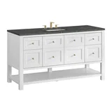 Breckenridge 60" Single Vanity Cabinet, Bright White w/ 3 CM Parisien Bleu Top