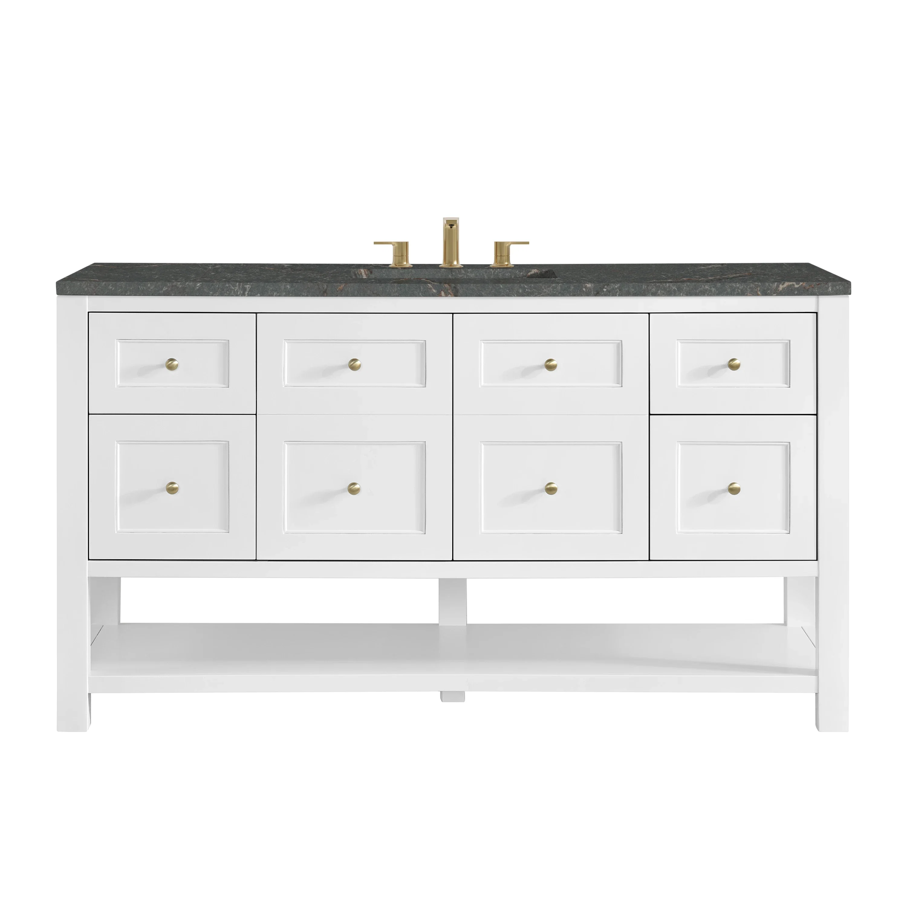 Breckenridge 60" Single Vanity Cabinet, Bright White w/ 3 CM Parisien Bleu Top
