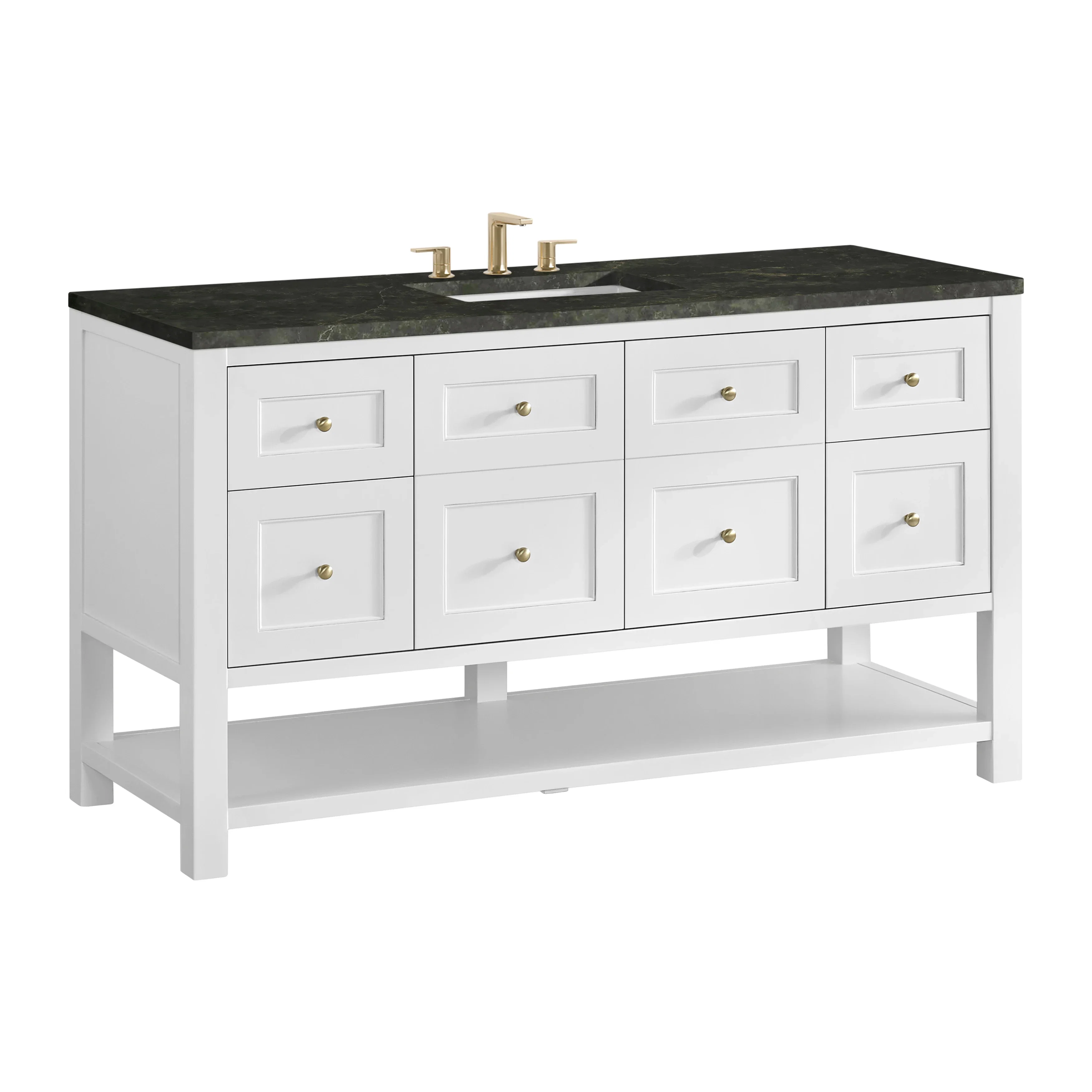 Breckenridge 60" Single Vanity, Bright White, w/ 3 CM Phantome Eclos Top