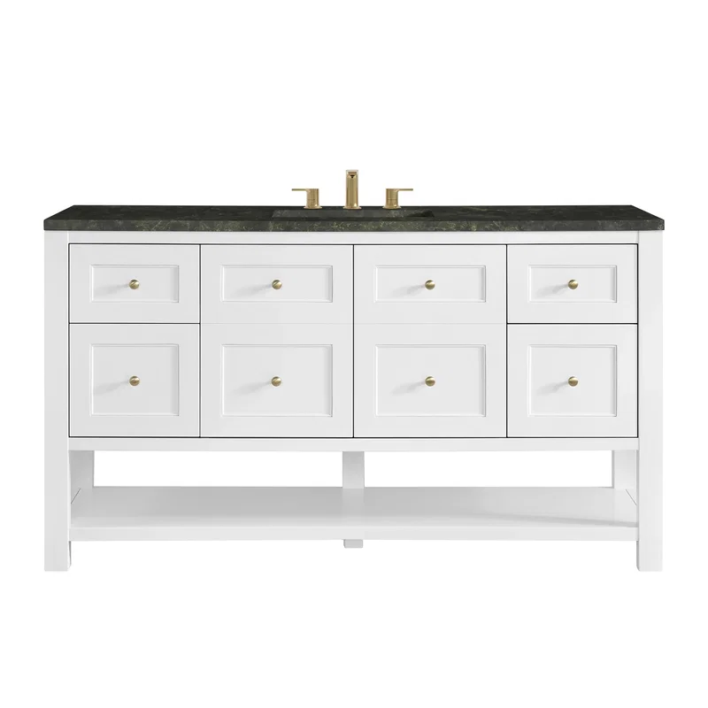 Breckenridge 60" Single Vanity, Bright White, w/ 3 CM Phantome Eclos Top