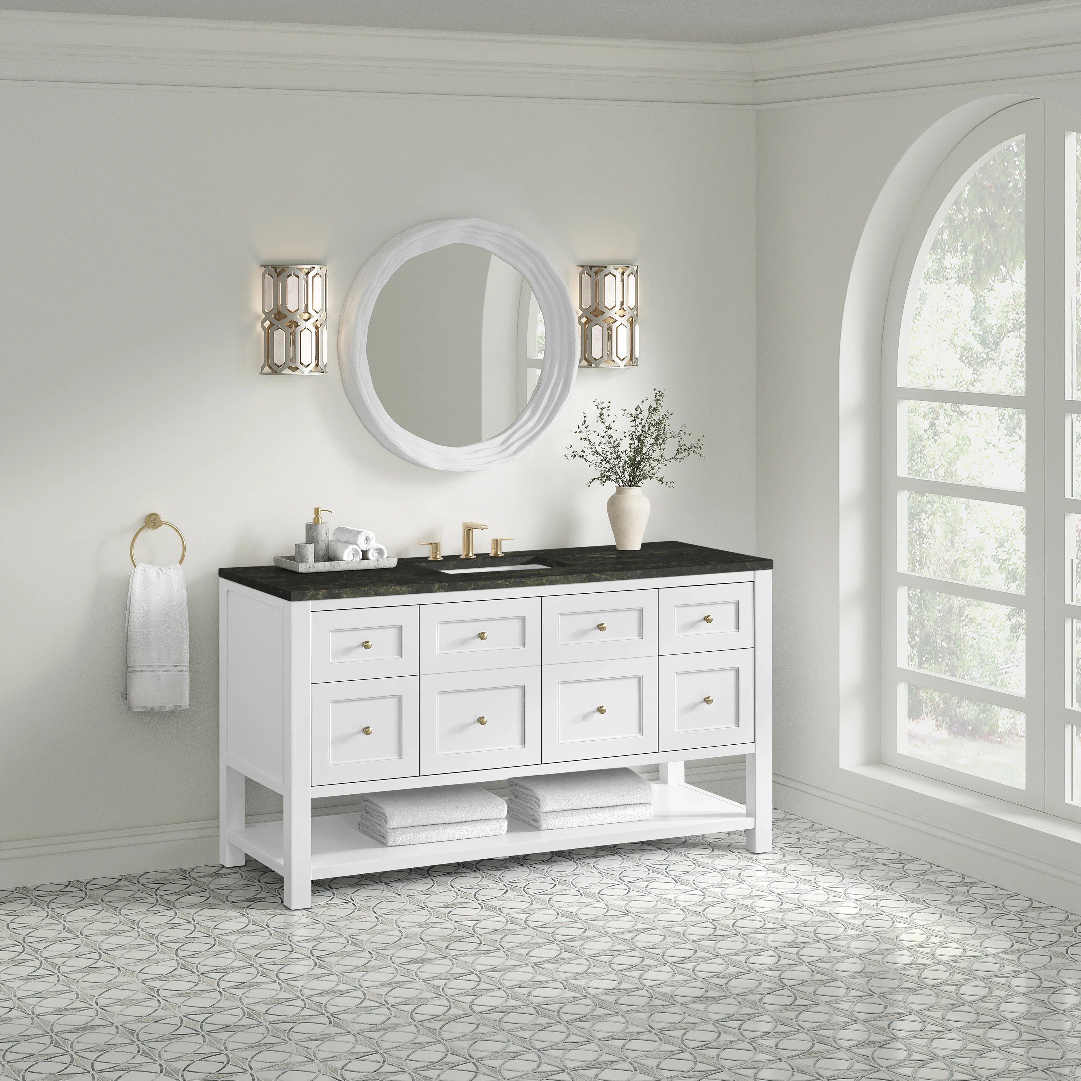 Breckenridge 60" Single Vanity, Bright White, w/ 3 CM Phantome Eclos Top