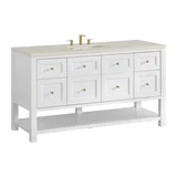 Breckenridge 60" Single Vanity, Bright White, w/ 3 CM Siberian Silestone Top