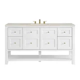 Breckenridge 60" Single Vanity, Bright White, w/ 3 CM Siberian Silestone Top