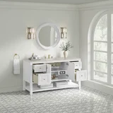 Breckenridge 60" Single Vanity, Bright White, w/ 3 CM Siberian Silestone Top