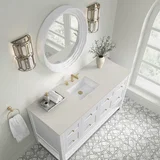 Breckenridge 60" Single Vanity, Bright White, w/ 3 CM Siberian Silestone Top