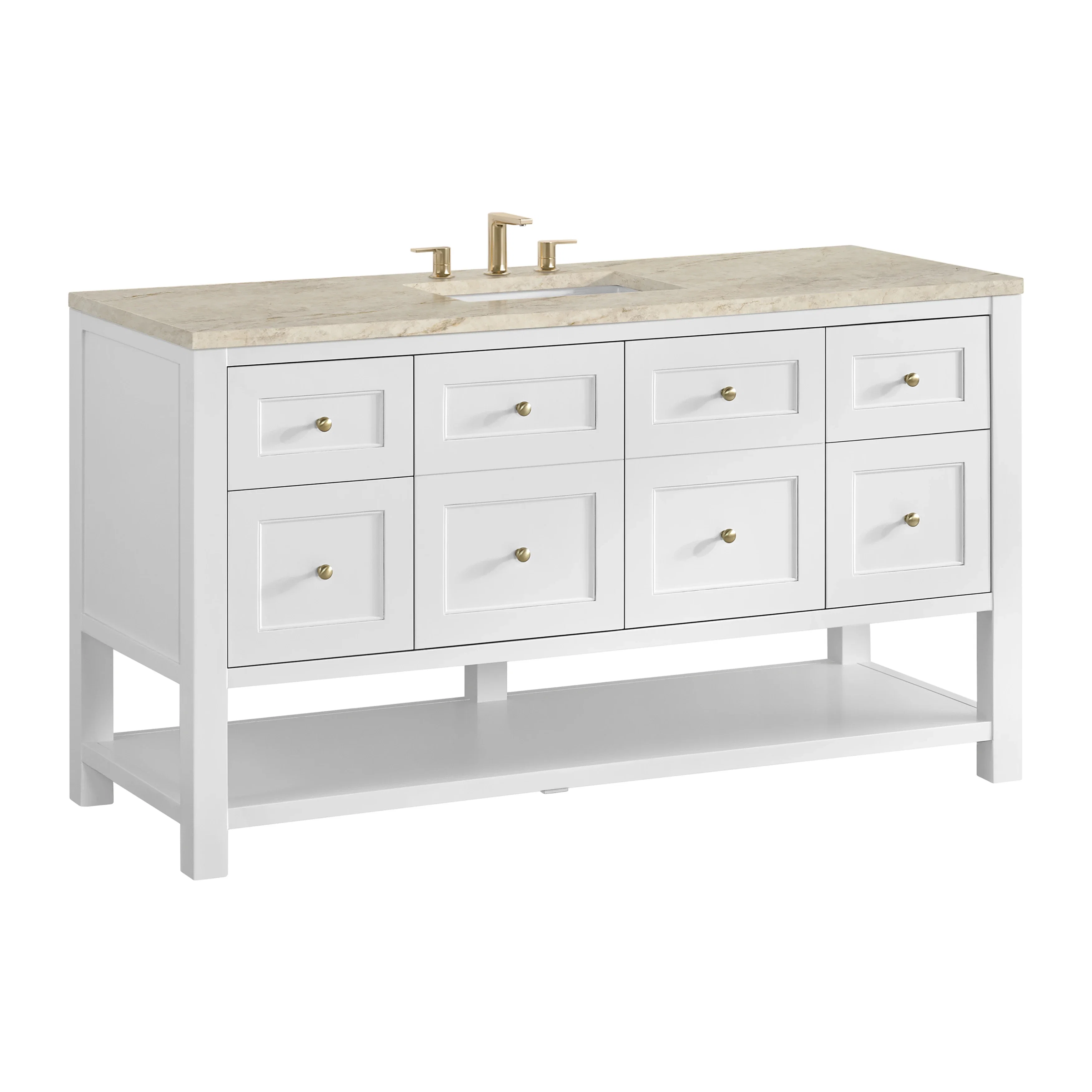 Breckenridge 60" Single Vanity, Bright White, w/ 3 CM Tajnar Eclos Top