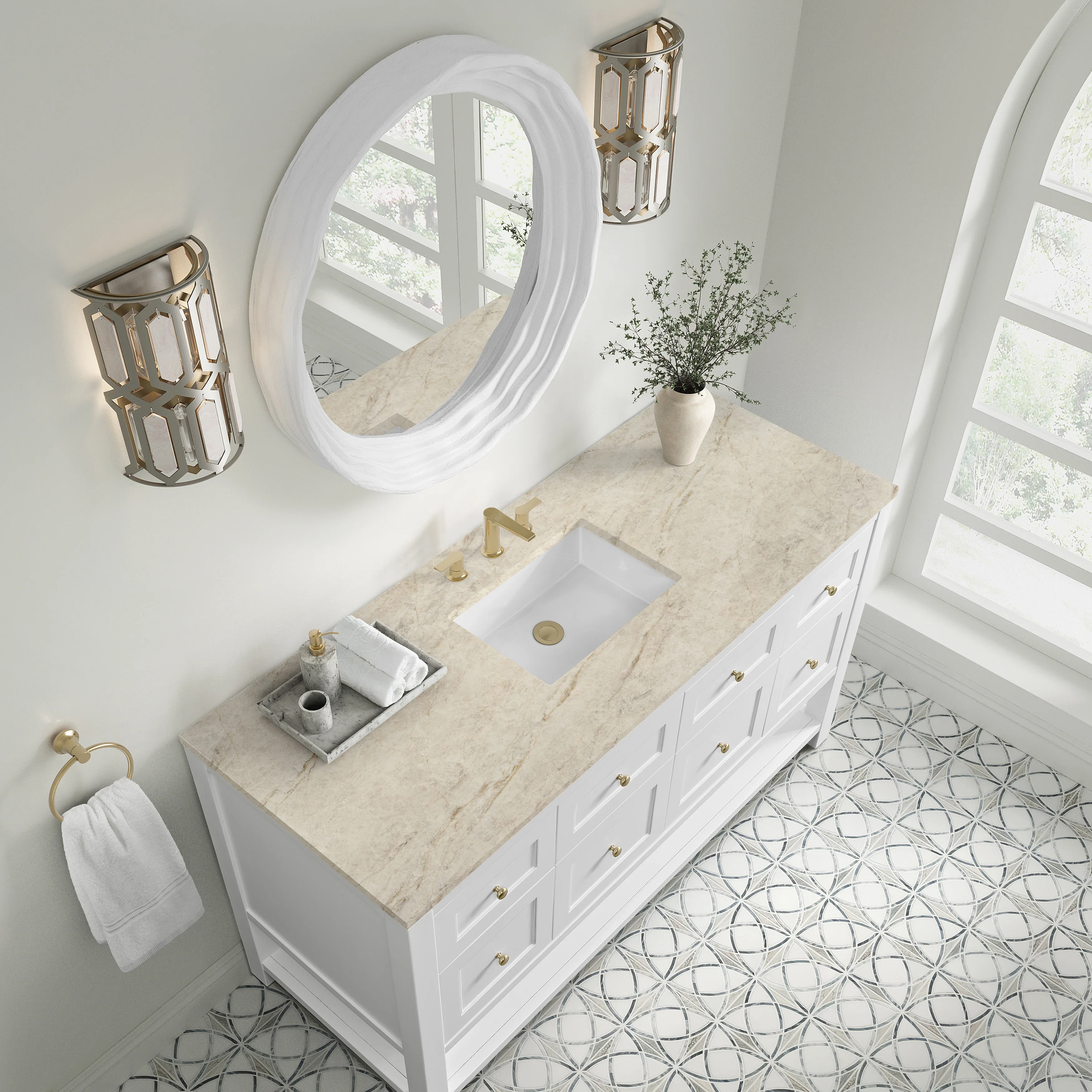 Breckenridge 60" Single Vanity, Bright White, w/ 3 CM Tajnar Eclos Top