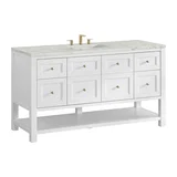 Breckenridge 60" Single Vanity, Bright White, w/ 3 CM Victorian Silver Quartz Top